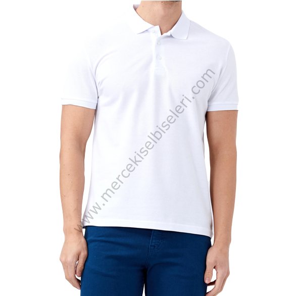 Mercek İş Elbiseleri  Beyaz Polo Yaka Tshirt