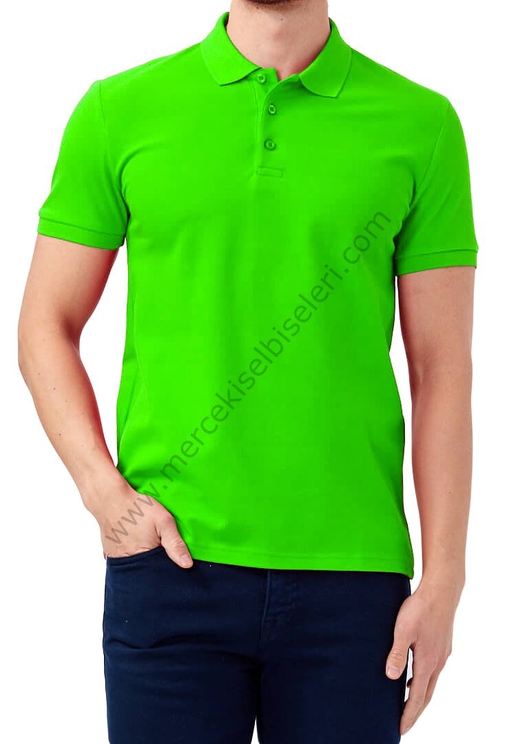 Mercek İş Elbiseleri  Fıstık Yeşili Polo Yaka Tshirt