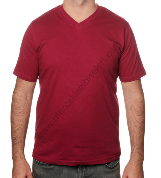 bordo V yaka tshirt