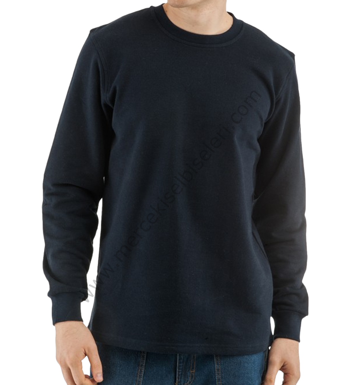 siyah bisiklet yaka sweatshirt