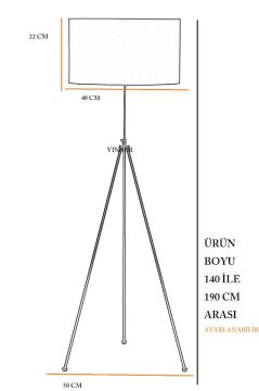 Vinner Noa Eskitme Tripod Boyu Ayarlanabilir Metal Lambader - Siyah