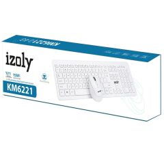 IZOLY KM6221 Q BEYAZ Kablosuz Klavye Mouse Set