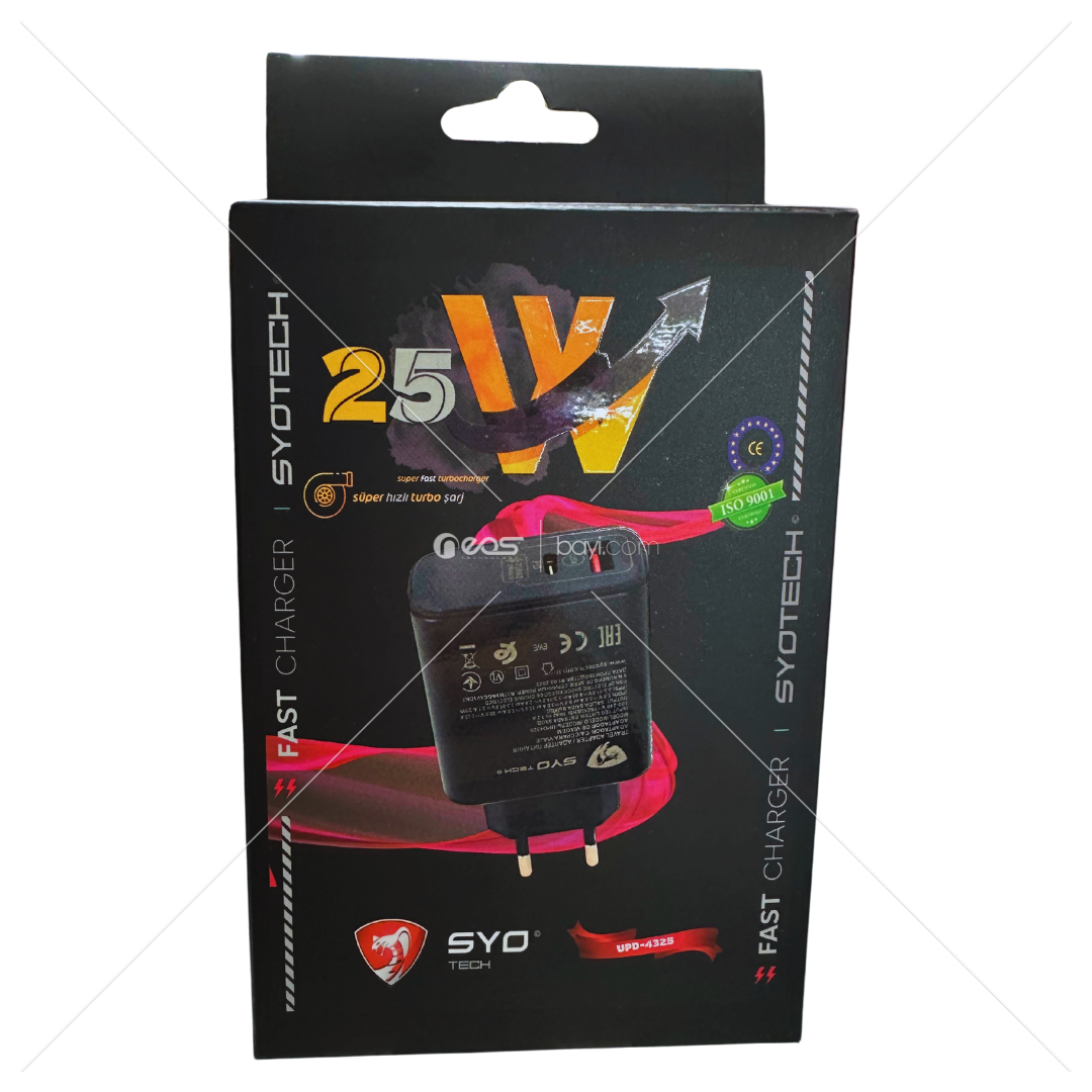 Syotech UPD4325 25W Süper HIZLI Şarj TYPCE+USB Port