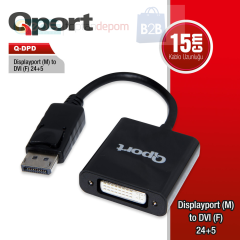 Qport Q-Dpd DVI(M) To Displayport(M) 24+5 Dönüştürücü