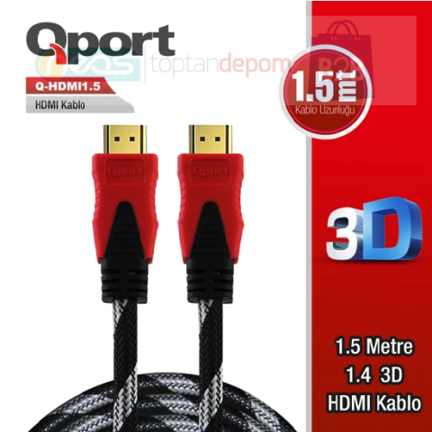 Qport HDMI to HDMI 1.5 M Altın Uçlu Kablo