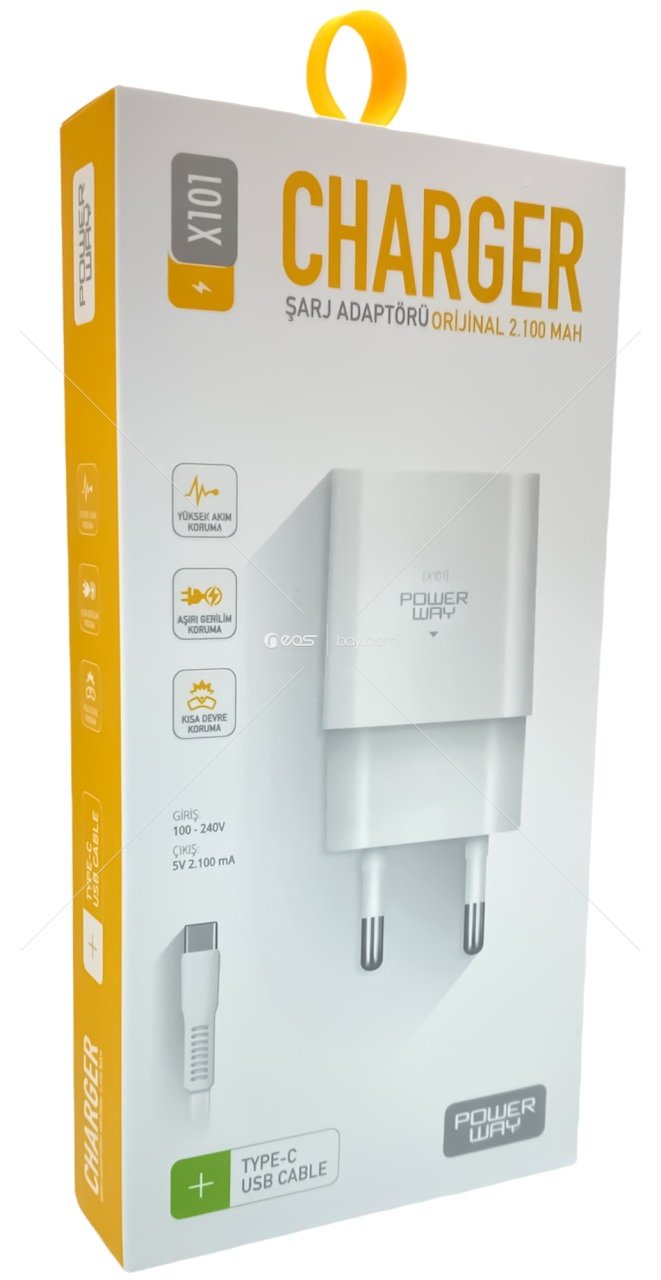 Powerway X101 Type-C / USB Girişli 2.1 Apmer Kablolu Şarj Cihazı