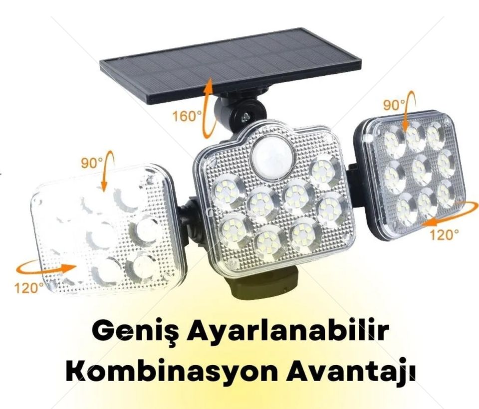 Kumandalı Solar Güneş Enerjili Led Bahçe Aydınlatması 138 Ledli Çok Modlu Hareket Sensörlü