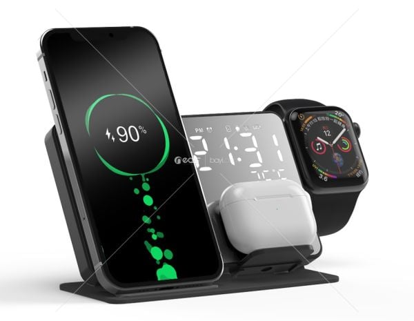 Masa Stand Charging SET Yüksek Hızlı Şarj Watch+Telefon+ALARM W-214