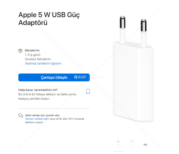 Apple 5 W USB Güç Adaptörü Original