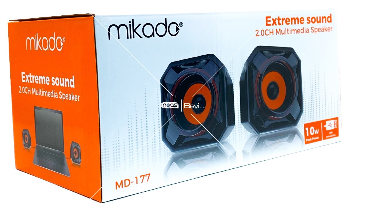 Mikado MD-177 2.0 5W * 2 Turuncu Siyah Super Bass USB Speaker