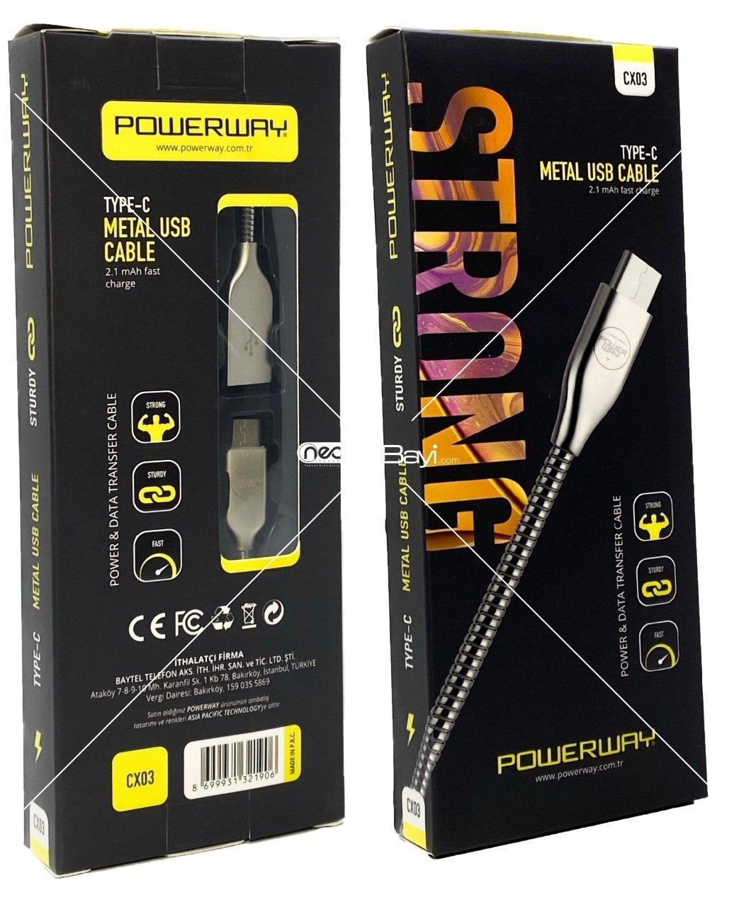 Powerway Cx-03 USB Şarj Ve Data Kablosu Metal Kablo
