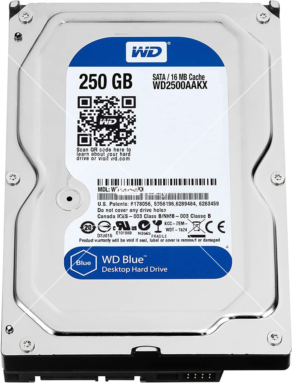 WD Blue 250 GB Günlük Bilgisayar Masaüstü Sabit Diski: 3,5 İnç, SATA 6 Gb/s, 7200 RPM, 16MB Önbellek (WD2500AAKX)