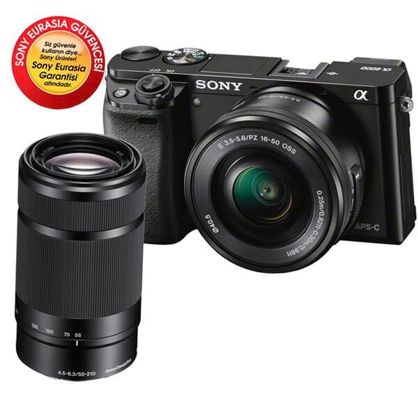 Sony A6000 16-50Mm + 55-210Mm Lensli Fotoğraf Makinesi ( Sony Eurasia Garantilidir )