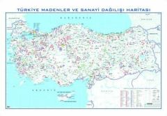 TÜRKİYE MADENLER VE SANAYİ DAĞILIŞI HARİTASI 80X135 CM