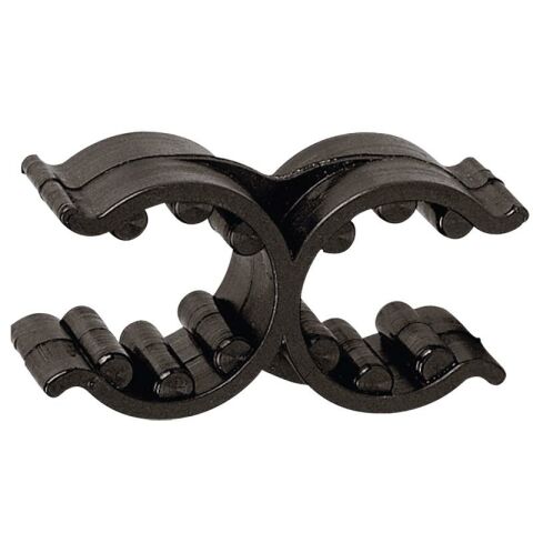 Plastic Support Clip, Double, Adjus. Ø18/25mm, Black