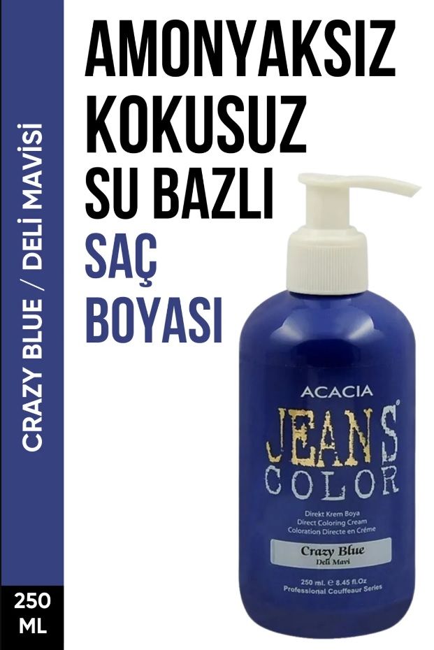 Amonyaksız Deli Mavisi Renkli Saç Boyası 250 Ml Kokusuz Su Bazlı Crazy Blue Hair Dye