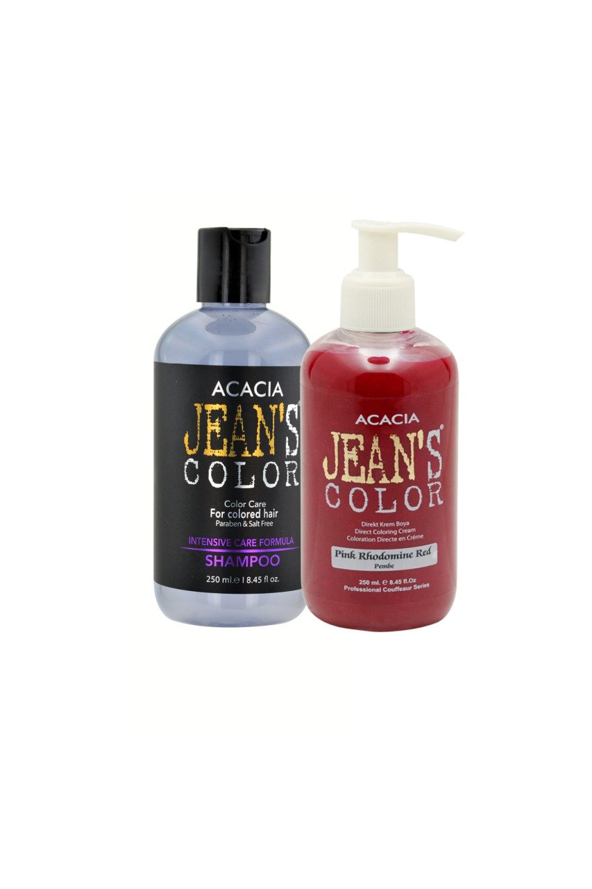 JEAN'S COLOR PEMBE 250ml. PINK ROHODOMİNE RED + JEAN'S COLOR BOYA KORUMALI ŞAMP.250ML.