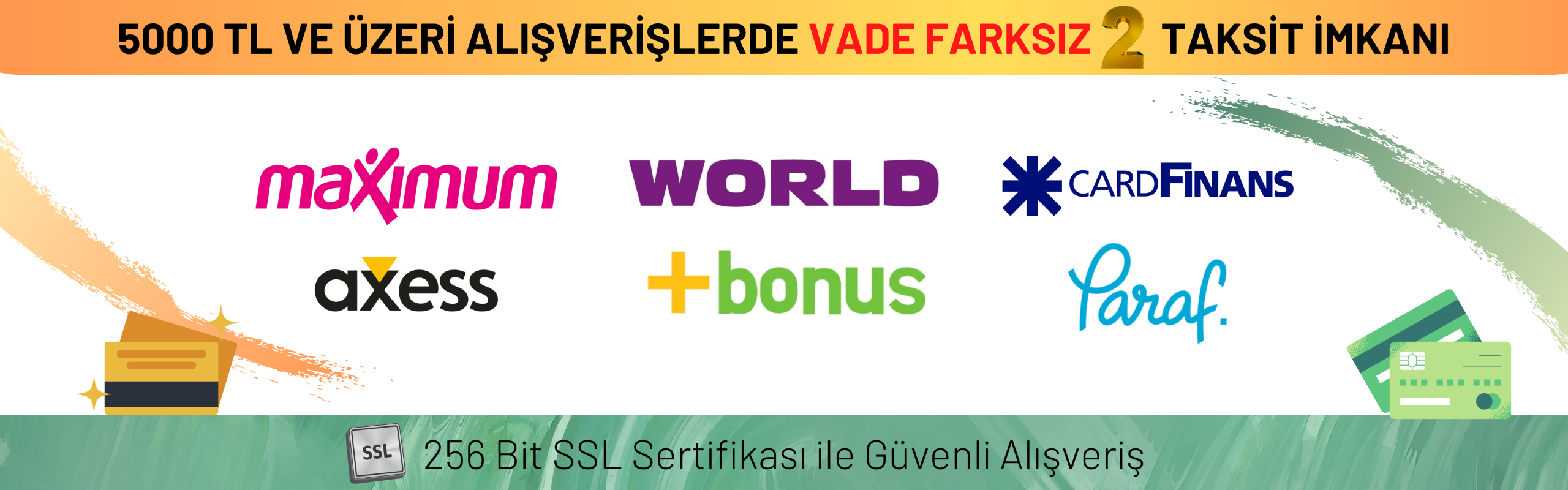 5000 TL ve üzeri alışverişlerde vade farksız 2 taksit imkanı!