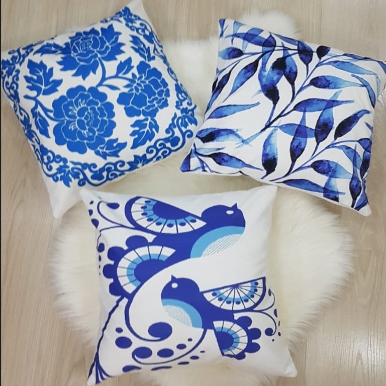 Çini Desen Kırlent Kılıfı 3 lü Kombin Set
