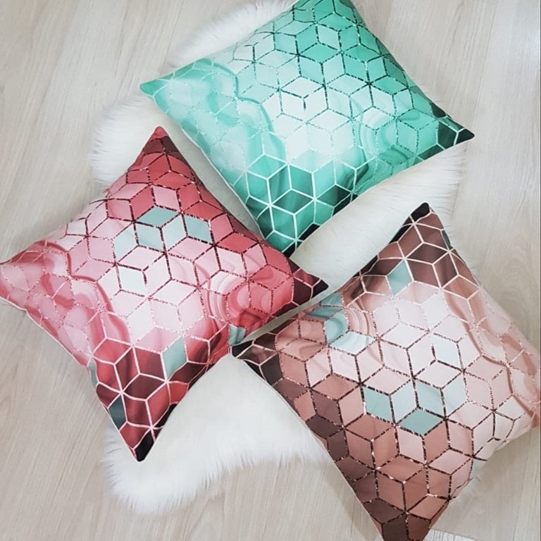 Küpler Desen Kırlent Kılıfı 3 lü Kombin Set