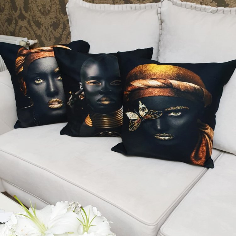 Black Face Desen Kırlent Kılıfı 3 lü Kombin Set