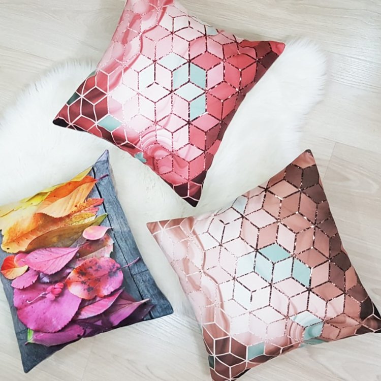 Karışık Desen Kırlent Kılıfı 3 lü Kombin Set