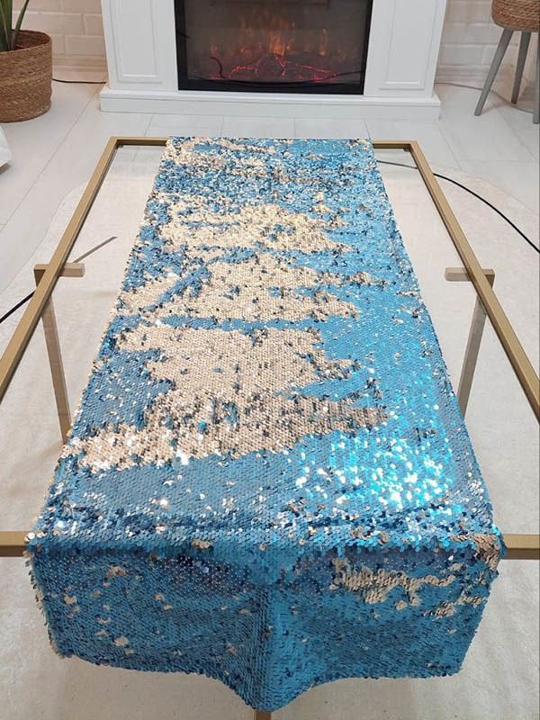 Pul Payetli 5mm Çift Renkli Runner 40x120cm