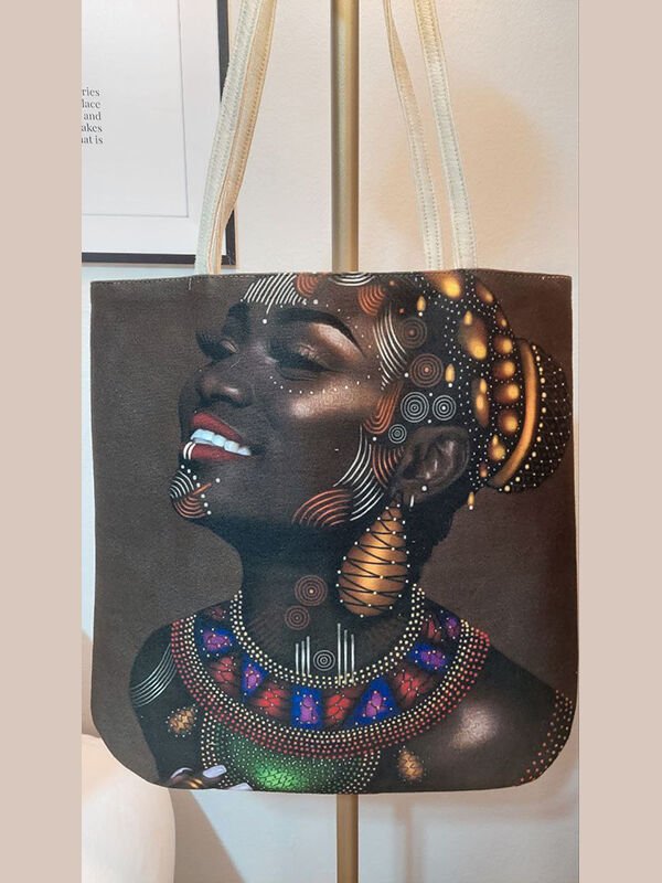 African Baskılı Kumaş Heybe Çanta