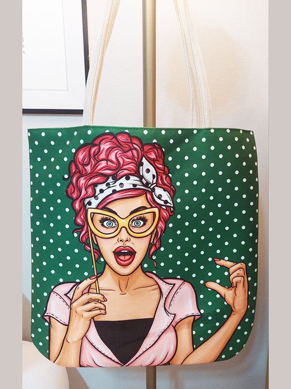 Popart Baskılı Kumaş Heybe Çanta