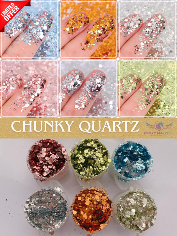 Epoksi Quartz Serisi 6 lı Chunky Glitters Seti 25gr Set 2