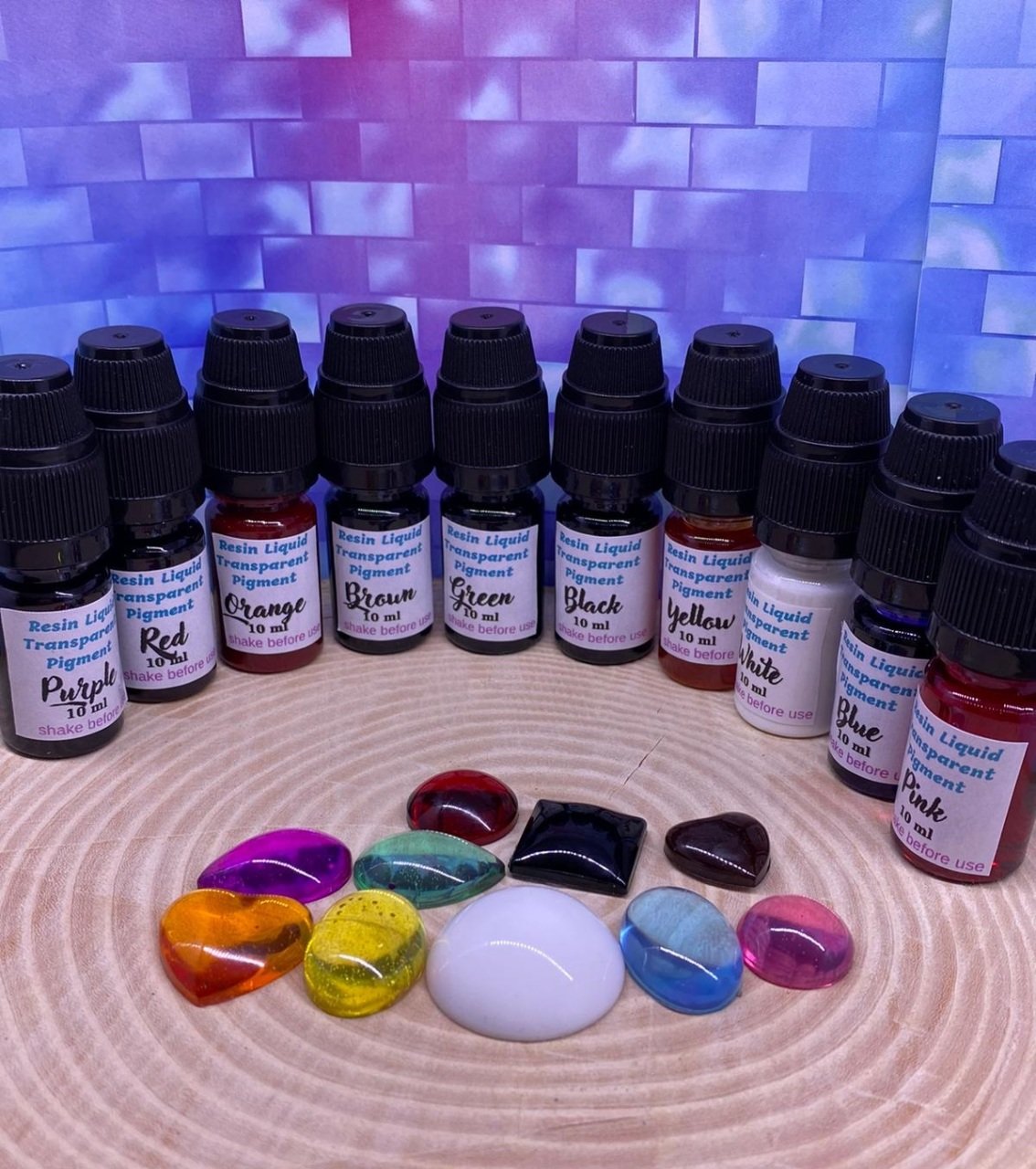 Resin Liquid Transparent Pigment Epoksi Reçine- Mum- Sabun Şeffaf Pigment Seti 10 renk 100 ml