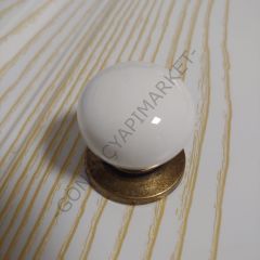 Tomurcuk 3005 Düğme Porselen Kulp Beyaz