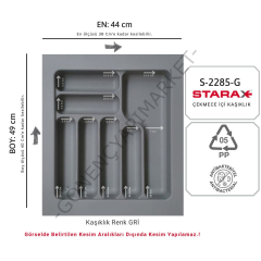 Starax Çekmece İçi Plastik Kaşıklık Gri Antibakteriyel