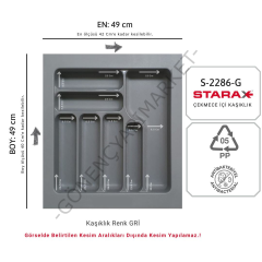 Starax Çekmece İçi Plastik Kaşıklık Gri Antibakteriyel