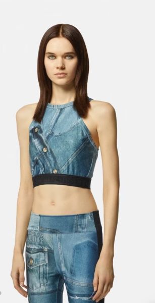 Patchwork Denim Crop Top