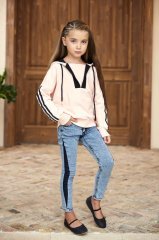 Casual Collection Jeans with Hoodie Pink Color