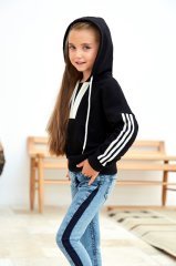 Casual Collection Jeans with Hoodie Black Color