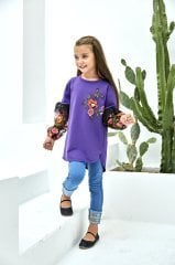 Casual Collection Set with Long Blouse Purple Color