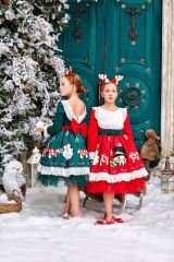 Wholesale Christmas Dress with Hair Accessory Red Color