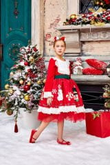 Wholesale Christmas Dress with Hair Accessory Red Color