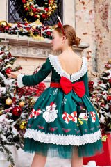 Wholesale Christmas Dress with Hair Accessory Green Color