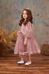Fluffy Dress With Sequins For Girl Pink Color