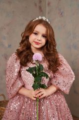 Fluffy Dress With Sequins For Girl Pink Color