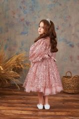 Fluffy Dress With Sequins For Girl Pink Color