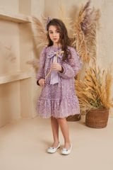 Girl Baby Sequin Dress With Hair Accessory Lilac Color