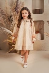 Light Party Dress With Hair Accessory Beige Color