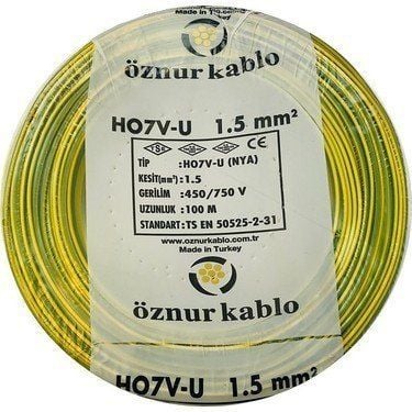 Öznur 1,5 mm  H07V-U NYA Kablo (100mt)