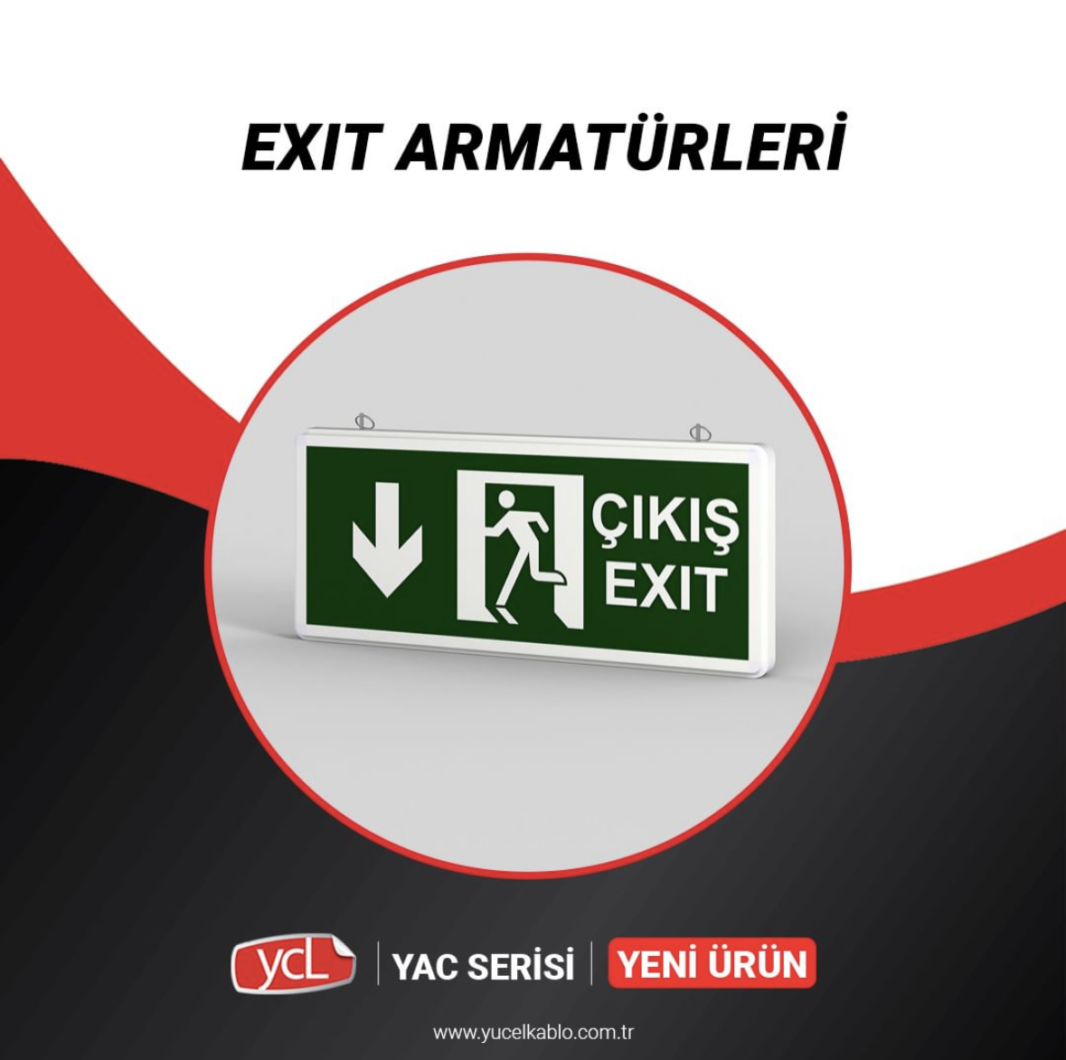 3W 3Led Çift Yönlü EXIT( Çıkış) Yukarıya