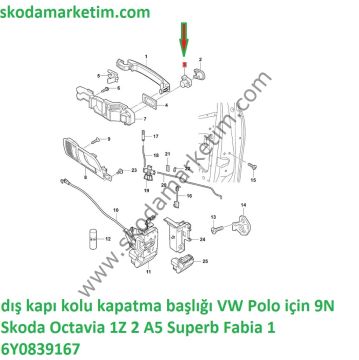 dış kapı kolu kapatma başlığı VW Polo için 9N Skoda Octavia 1Z 2 A5 Superb Fabia 1 6Y0839167 6Y0 839 167