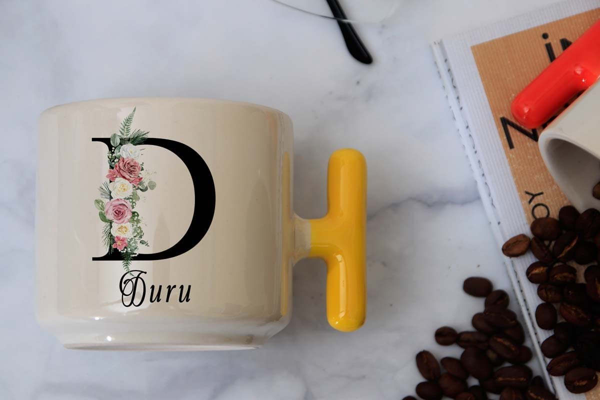 İSME ÖZEL (D) HARFLİ LATTE KUPA